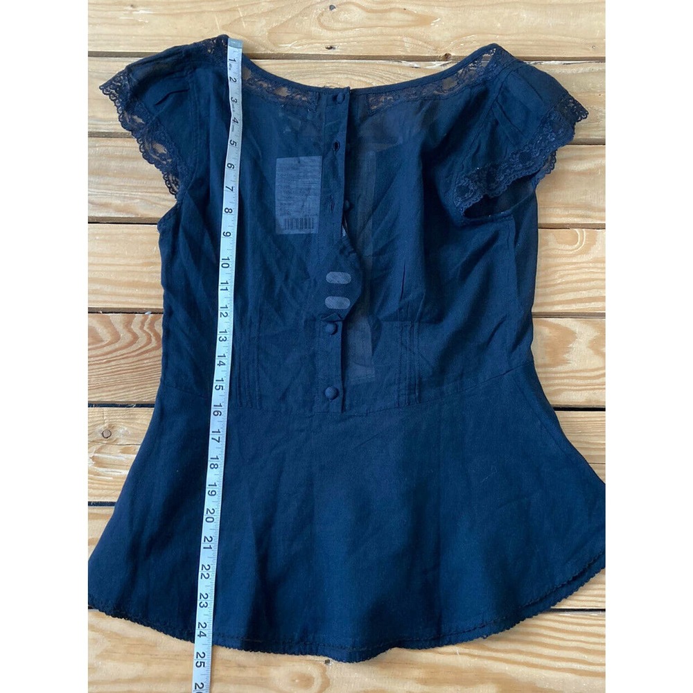 Odille Black Blouse with Cream Ruffle Front - Picture 8 of 9
